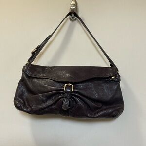 KOOBA Double Buckles Accents Dark Purple Leather Small Shoulder Bag